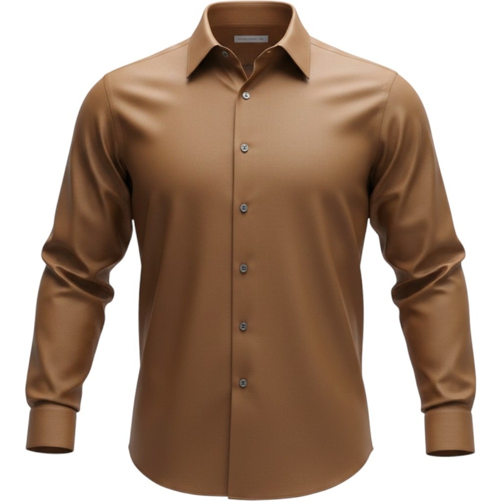 Geoffrey Beene Mens XL Brown Sateen Wrinkle Free Dress Shirt Long Sleeve